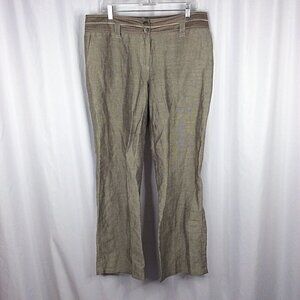Devernois Paris Women's Straight Leg Linen Pants EU 46 US 16 Beige 36x31 Trouser